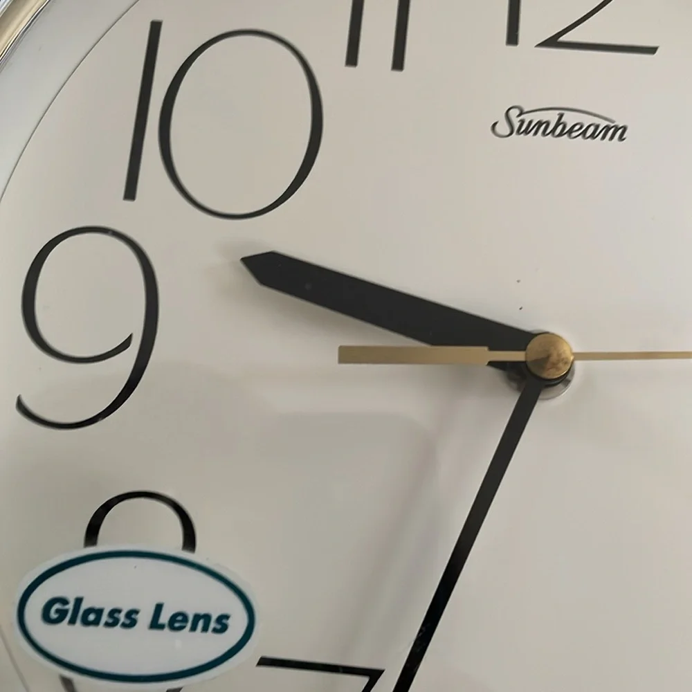Sunbeam Glass Lens Clock NWOT
